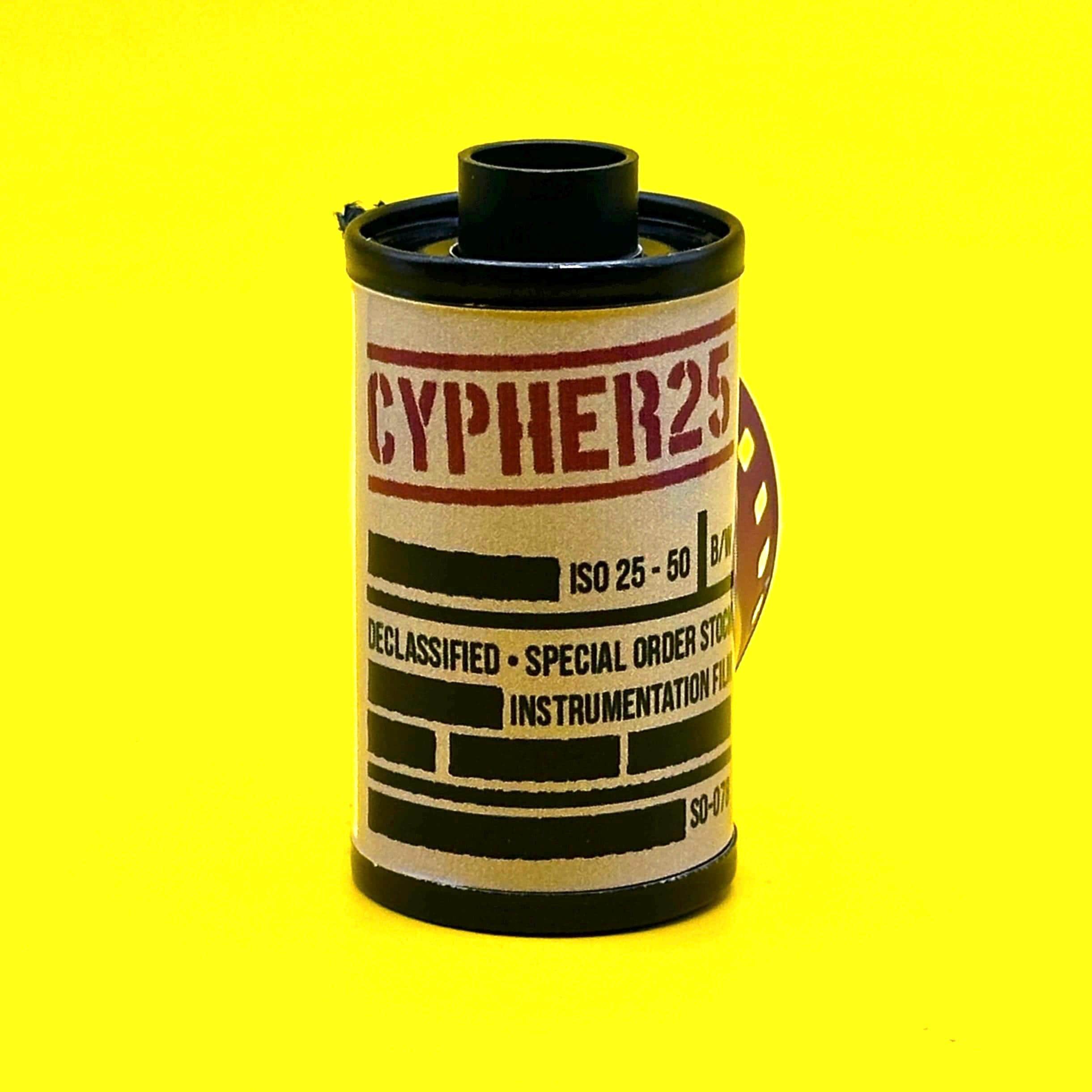 Declassified Spy Film – Cypher25 Black and White 35mm (36 exp)